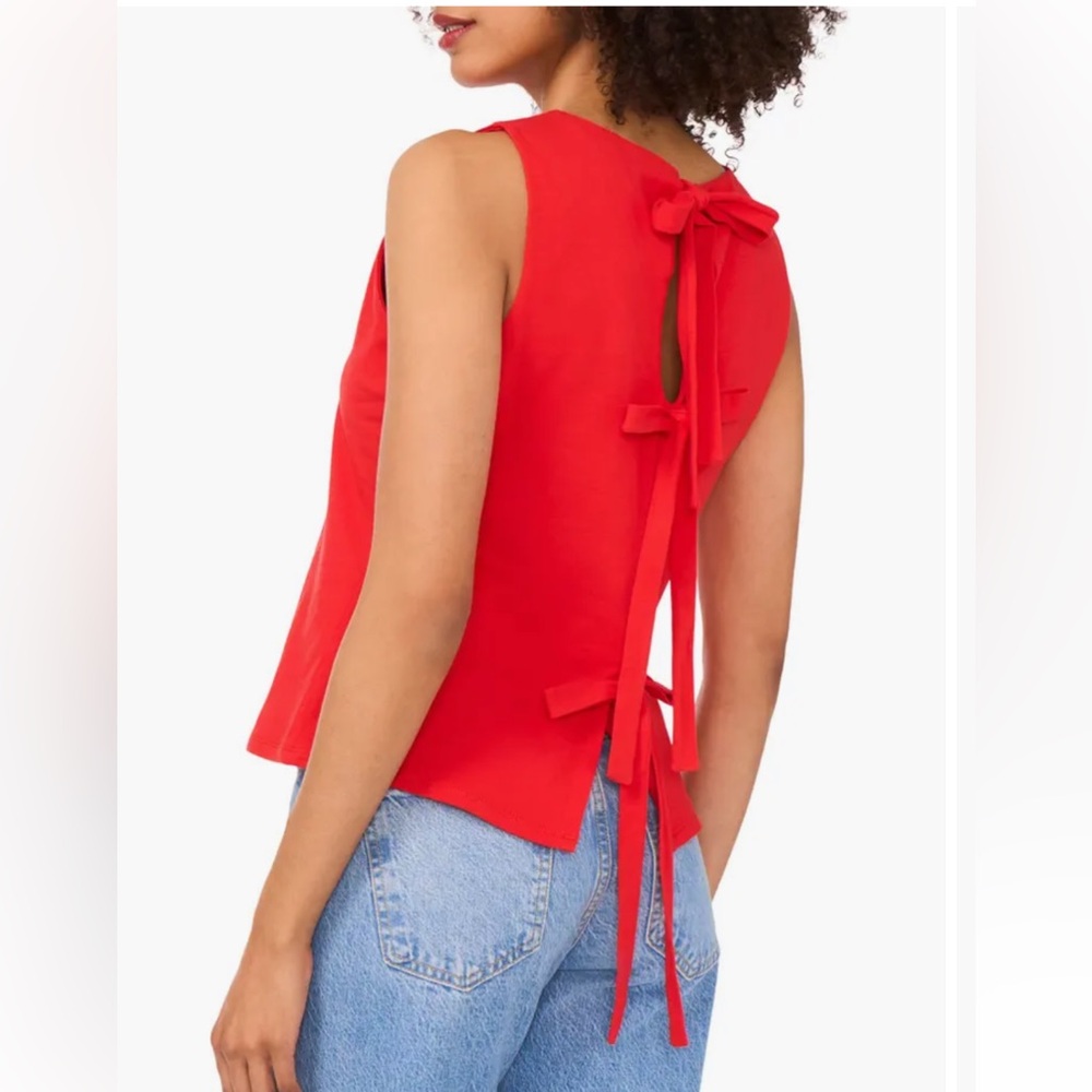 Tie Back Bow Tank Top Red | Open Back Chic Summer Top Women’s L NWT